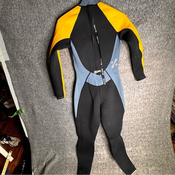 Bare Sports Velocity Wetsuit Womens Full‎ Length Grey Yellow Scuba Snorkel 3/2 - Picture 5 of 13